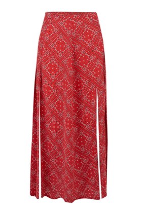 GEORGIA SKIRT IN RED SQUARE PAISLEY