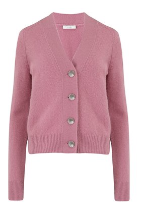 SHRUNKEN BUTTON CARDIGAN IN ROSE ROOT