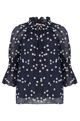 LONG SLEEVE ALESSANDRA TOP IN NAVY COMBO