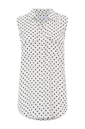 sleeveless slim signature shirt in natural white & eclipse