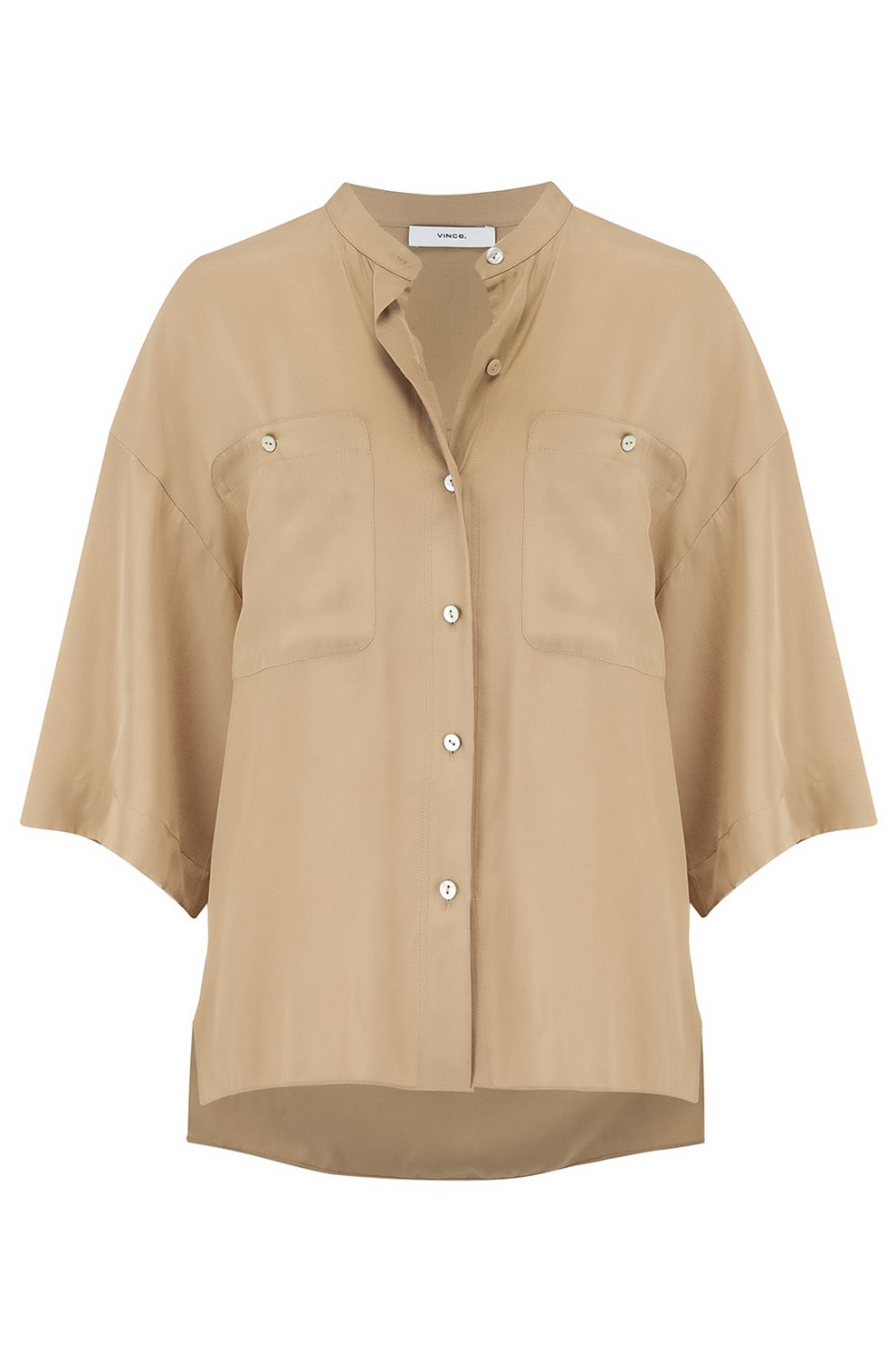 Trilogy Stores SHORT SLEEVE UTILITY SHIRT IN SUN KHAKI