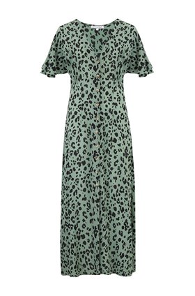 Lola Dress in Sage Leopard