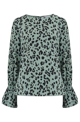 Dakota Top in Sage Leopard