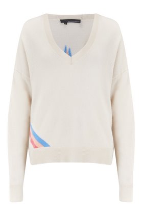 nova star intarsia jumper in white and grey