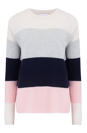 exclusive wide stripe jumper in snow & cloud