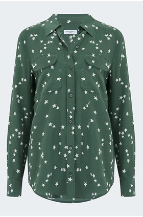 slim signature shirt in cilantro & natural white