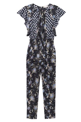 SLEEVELESS PAISLEY JUMPSUIT IN BLACK COMBO