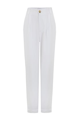 pleat front tapered trousers in white