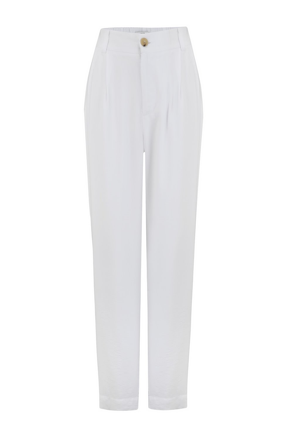 white tapered trousers