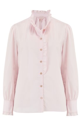 poplin ruffle top in quartz