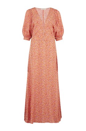 nadette print dress in orange