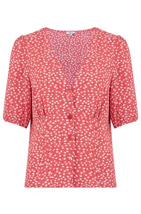 amelia top in carmine daisies