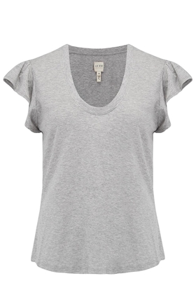 washed textured jersey top in grey