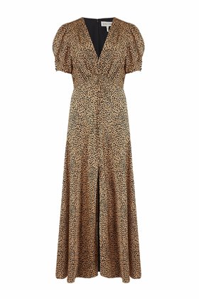lea long dress in camo leopard