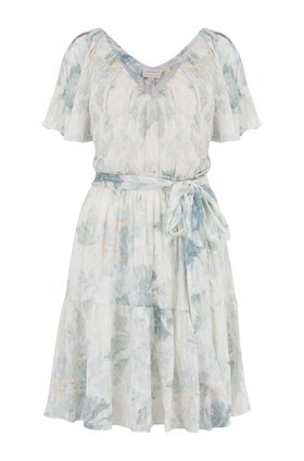 sleeveless lily v-neck dress in snow combo