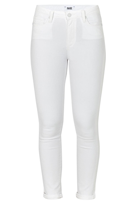 Paige Hoxton Crop Roll Up Skinny Jean in Optic White