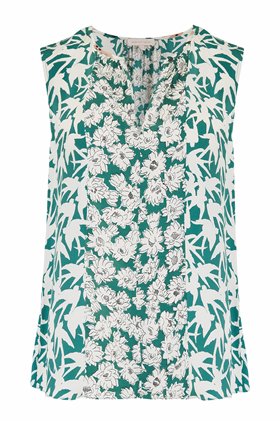 sleeveless serene floral top in palm combo