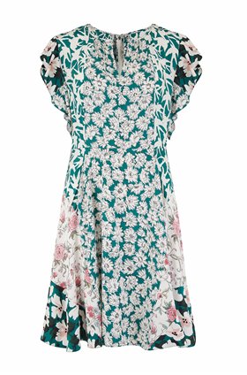 sleeveless serene floral dress in palm combo