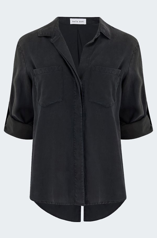 Bella Dahl - Split Back Button Down Shirt In Vintage Black