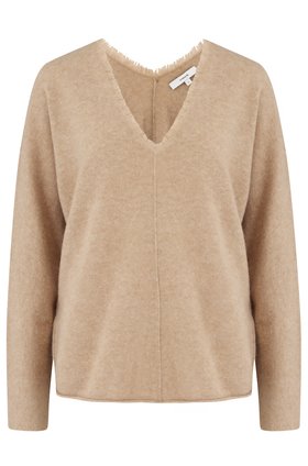 fringe v-neck jumper in h desert clay