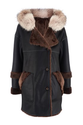 axa faux fur reversible parka in brown