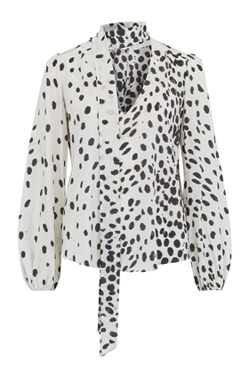 Rixo Moss Blouse in White Leopard Print