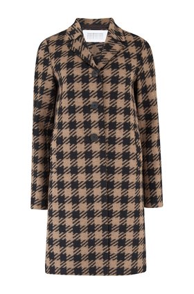 oversized gingham boxy coat in camel