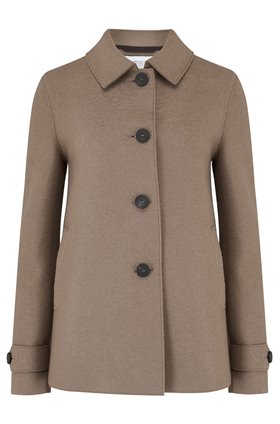 loden coat in taupe