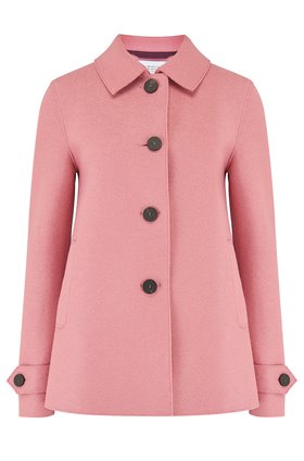 loden coat in dusty rose