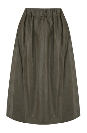 vegan leather skirt in khaki