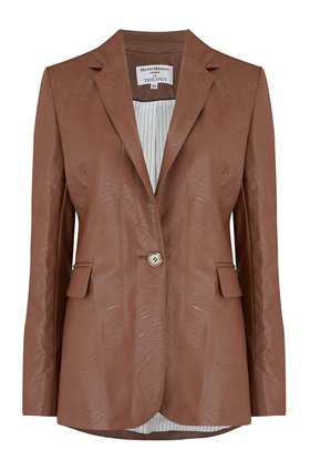 carine vegan leather jacket in brown