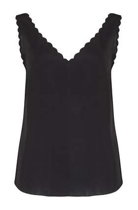 scalloped tank in black