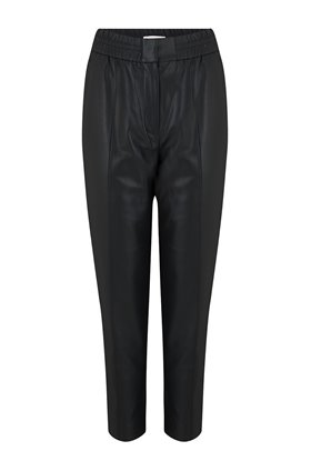 vegan leather track pant in black