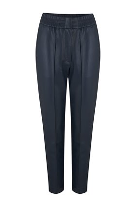 vegan leather track pant in navy