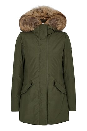 luxury arctic parka in dark green