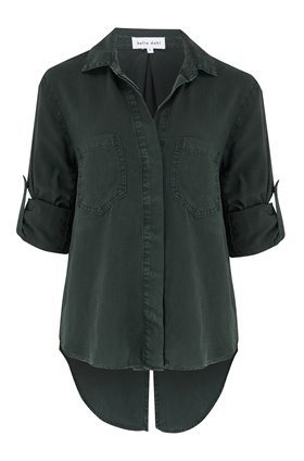 split button down shirt in olive vine