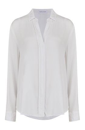 hidden placket shirt in white