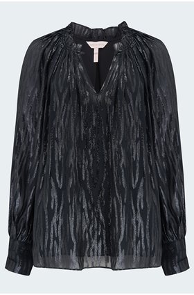 safari blouse in black combo