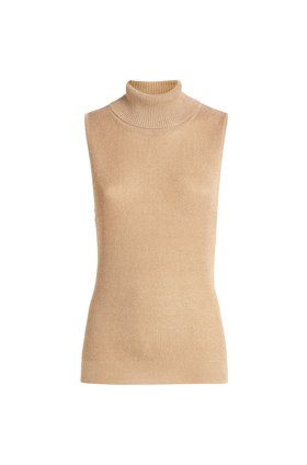 sabrina roll neck top in biscotti