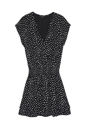 karla dress in black ivory spot