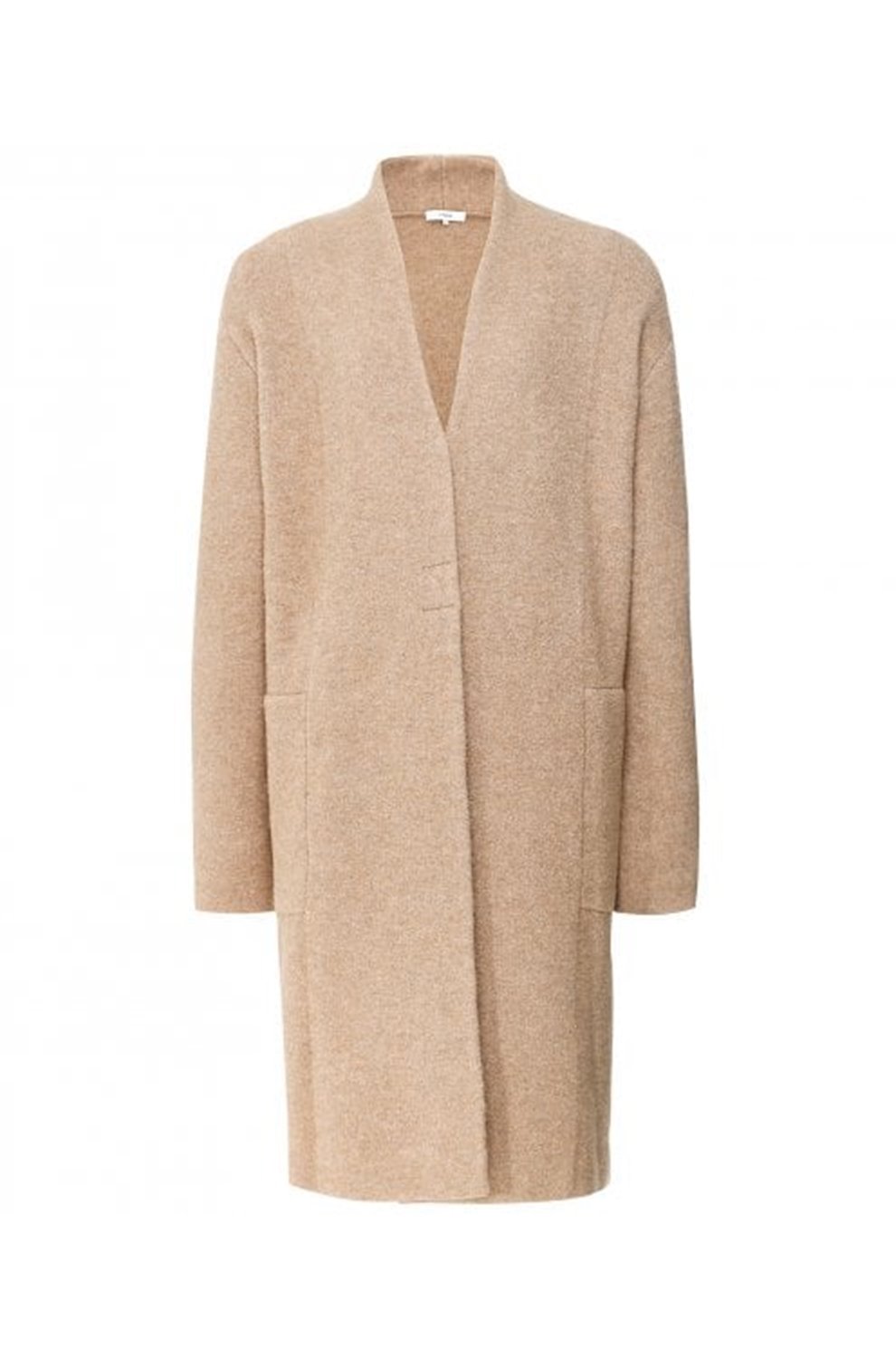 camel cardigan coat