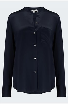 silk band collar blouse in coastal