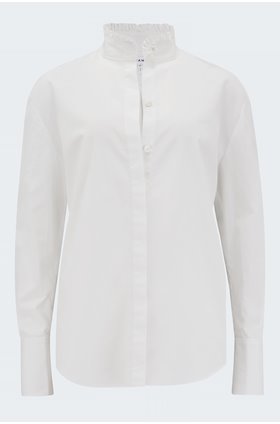 ruffle neck shirt in blanc