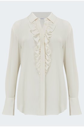 ruffle tux top in blanc