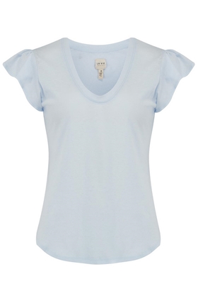 Rebecca Taylor La Vie Washed Textured Jersey Top in Misty Sky