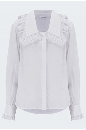 lace collar shirt in blanc