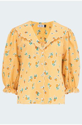 carly blouse in mustard check