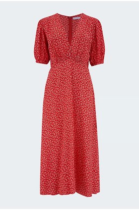 sonja midi dress in maddy vintage red