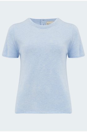 contrast crew knit in sky marl