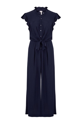 heart jacquard silk jumpsuit in navy